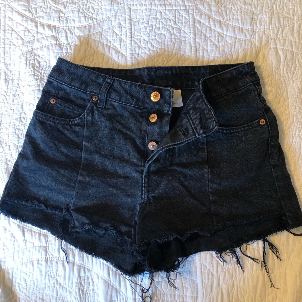 Black Distressed Jean Shorts